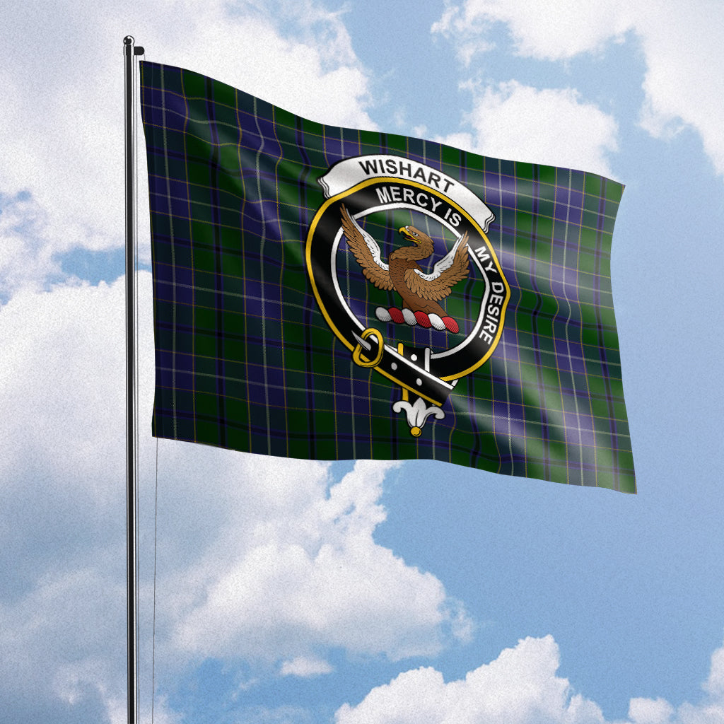 wishart-hunting-tartan-flag-with-family-crest