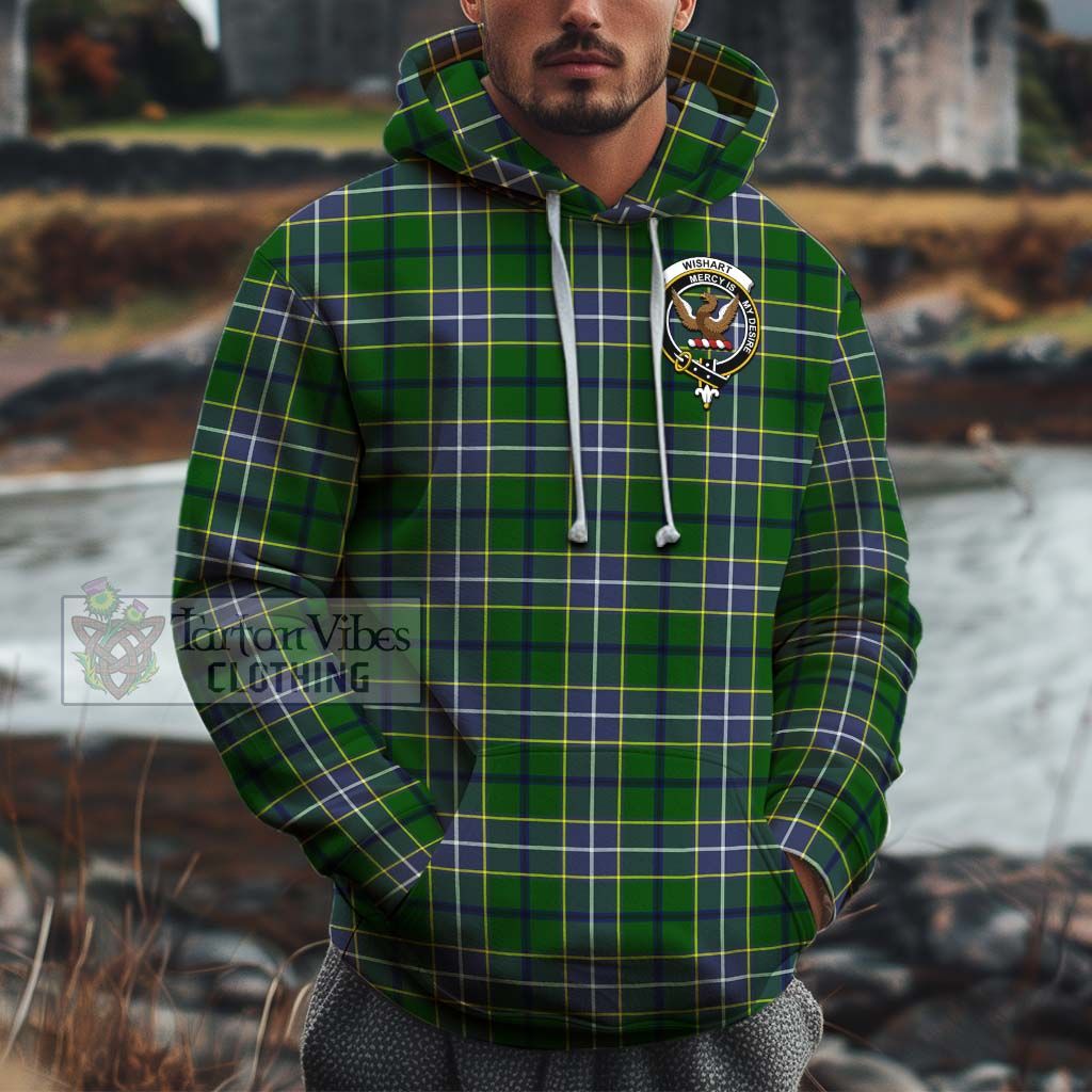 Tartan Vibes Clothing Wishart Hunting Modern Tartan Cotton Hoodie with Family Crest