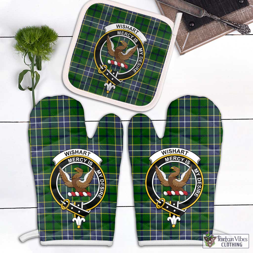 Tartan Vibes Clothing Wishart Hunting Modern Tartan Combo Oven Mitt & Pot-Holder with Family Crest