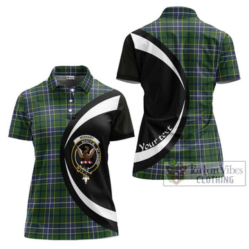 Wishart Hunting Modern Tartan Women's Polo Shirt with Family Crest Circle Style