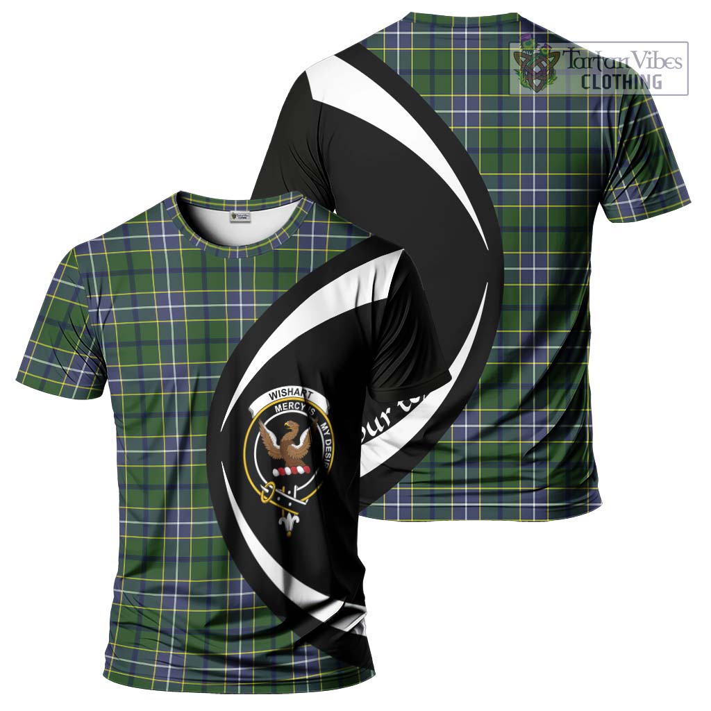Tartan Vibes Clothing Wishart Hunting Modern Tartan T-Shirt with Family Crest Circle Style