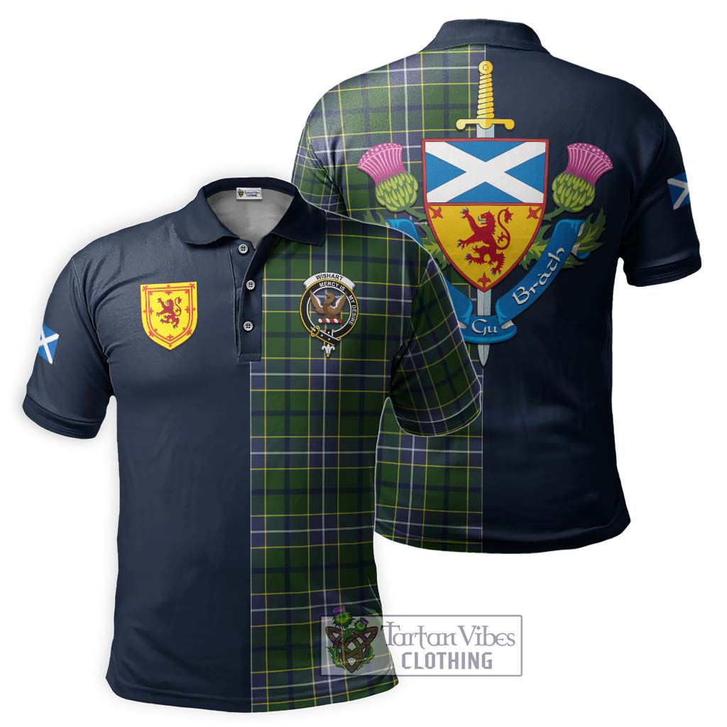 Tartan Vibes Clothing Wishart Hunting Modern Tartan Polo Shirt with Scottish Lion Royal Arm Half Style