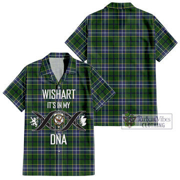 Wishart Hunting Modern Tartan Short Sleeve Button Shirt with Family Crest DNA In Me Style