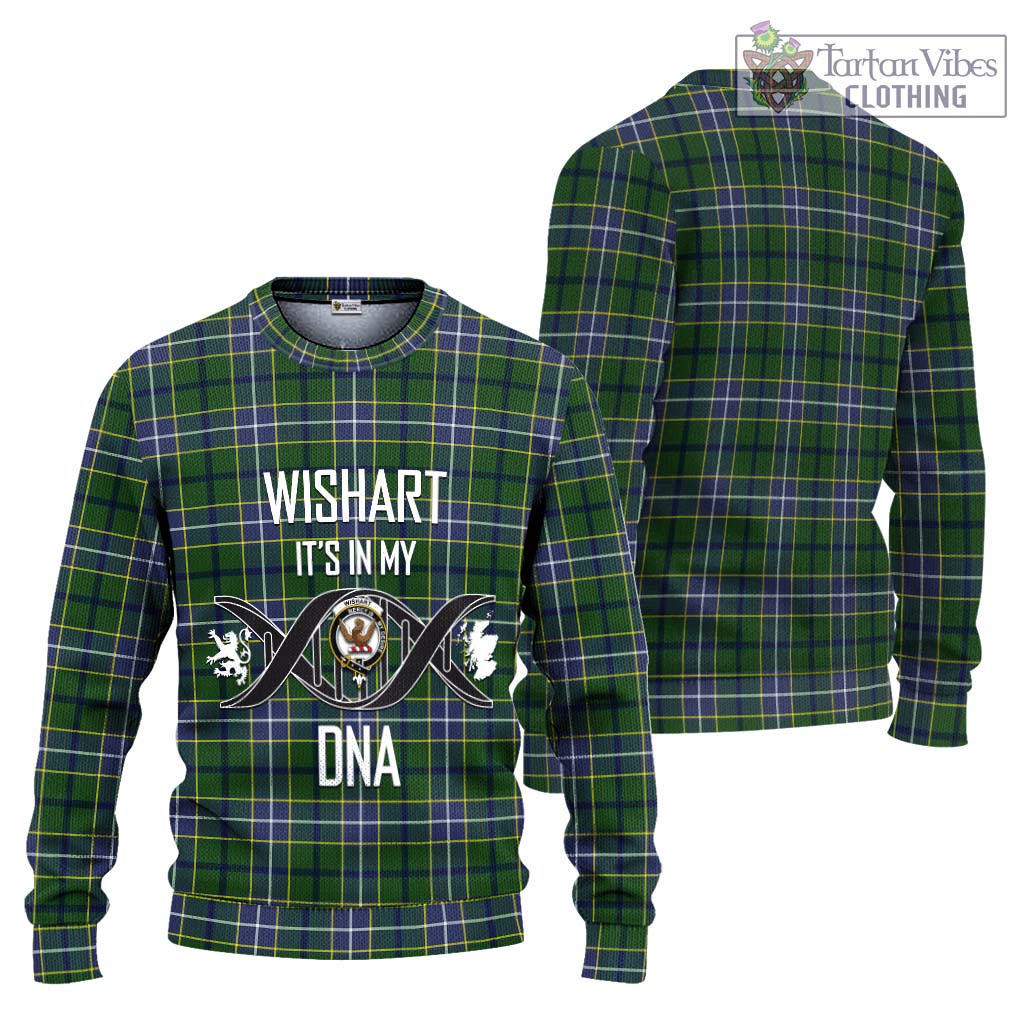 Tartan Vibes Clothing Wishart Hunting Modern Tartan Knitted Sweater with Family Crest DNA In Me Style