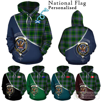 Wishart Hunting Modern Tartan Hoodie with Personalised National Flag and Family Crest Half Style