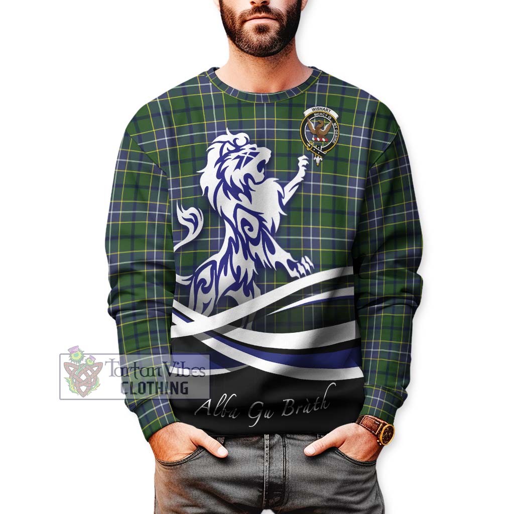 Tartan Vibes Clothing Wishart Hunting Modern Tartan Sweatshirt with Alba Gu Brath Regal Lion Emblem