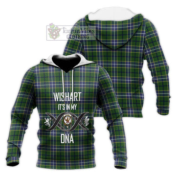 Wishart Hunting Modern Tartan Knitted Hoodie with Family Crest DNA In Me Style