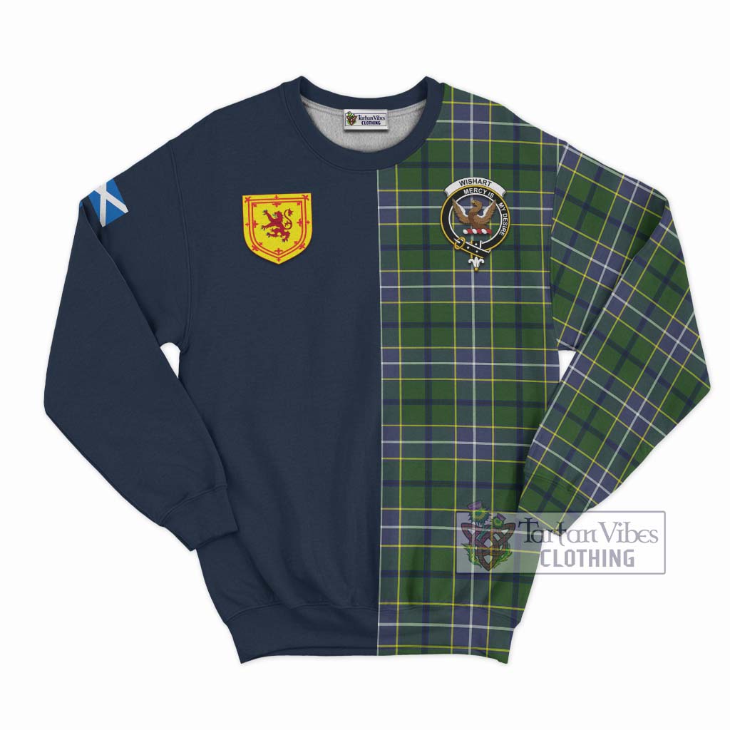 Tartan Vibes Clothing Wishart Hunting Modern Tartan Sweatshirt with Scottish Lion Royal Arm Half Style