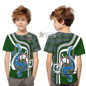 Wishart Hunting Modern Tartan Kid T-Shirt with Epic Bagpipe Style