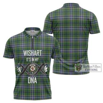 Wishart Hunting Modern Tartan Zipper Polo Shirt with Family Crest DNA In Me Style