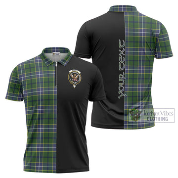 Wishart Hunting Modern Tartan Zipper Polo Shirt with Family Crest and Half Of Me Style