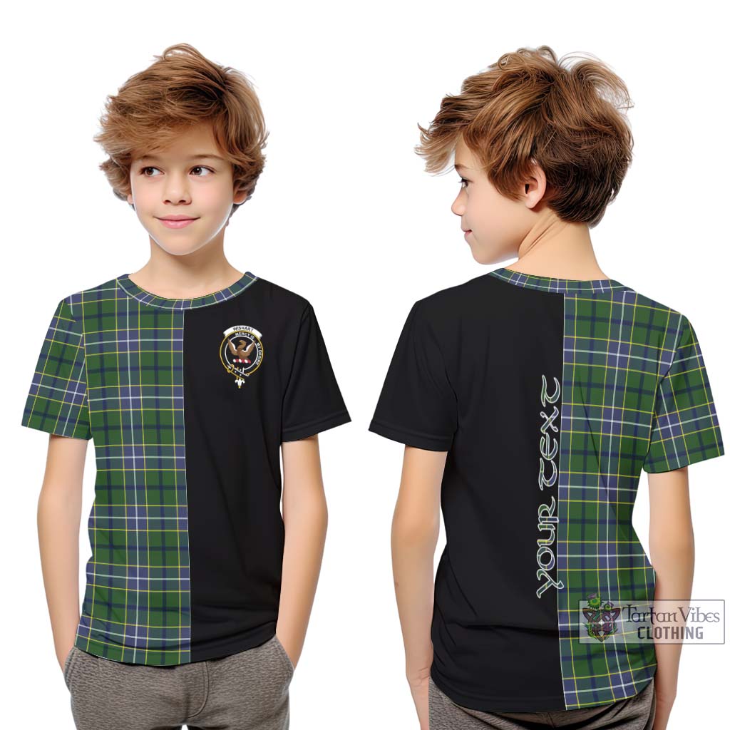 Tartan Vibes Clothing Wishart Hunting Modern Tartan Kid T-Shirt with Family Crest and Half Of Me Style