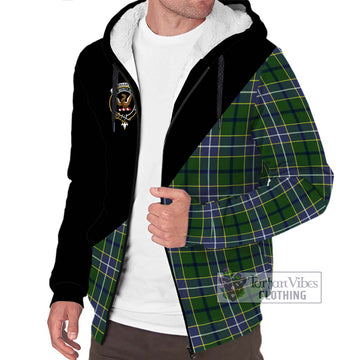 Wishart Hunting Modern Tartan Sherpa Hoodie with Family Crest and Military Logo Style