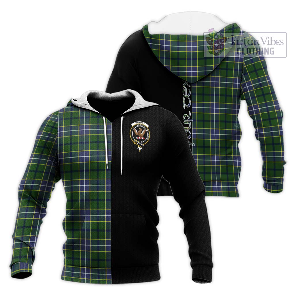 Tartan Vibes Clothing Wishart Hunting Modern Tartan Knitted Hoodie with Family Crest and Half Of Me Style