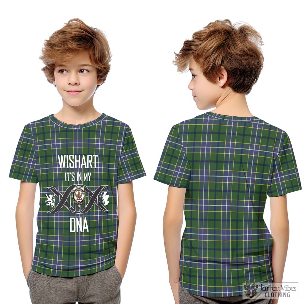 Tartan Vibes Clothing Wishart Hunting Modern Tartan Kid T-Shirt with Family Crest DNA In Me Style