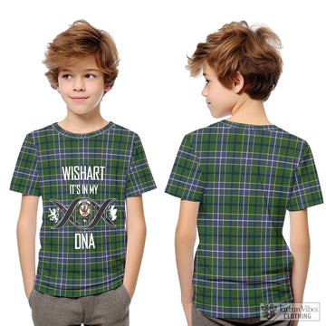 Wishart Hunting Modern Tartan Kid T-Shirt with Family Crest DNA In Me Style