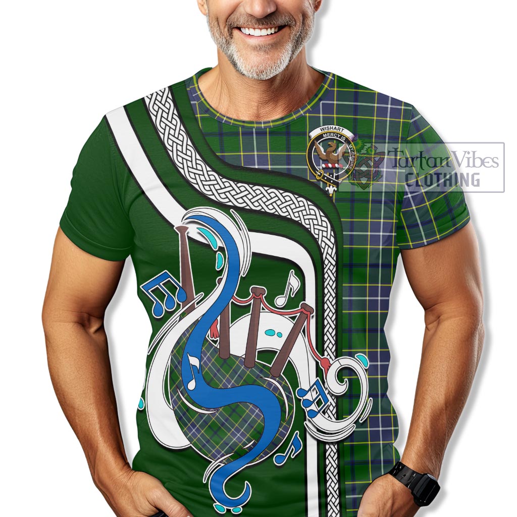 Tartan Vibes Clothing Wishart Hunting Modern Tartan T-Shirt with Epic Bagpipe Style