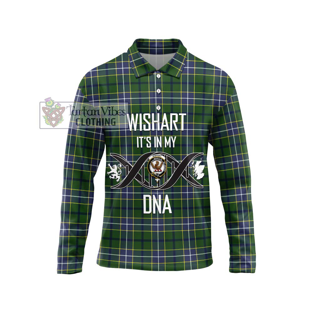 Tartan Vibes Clothing Wishart Hunting Modern Tartan Long Sleeve Polo Shirt with Family Crest DNA In Me Style