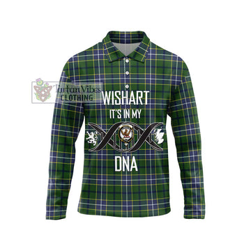 Wishart Hunting Modern Tartan Long Sleeve Polo Shirt with Family Crest DNA In Me Style