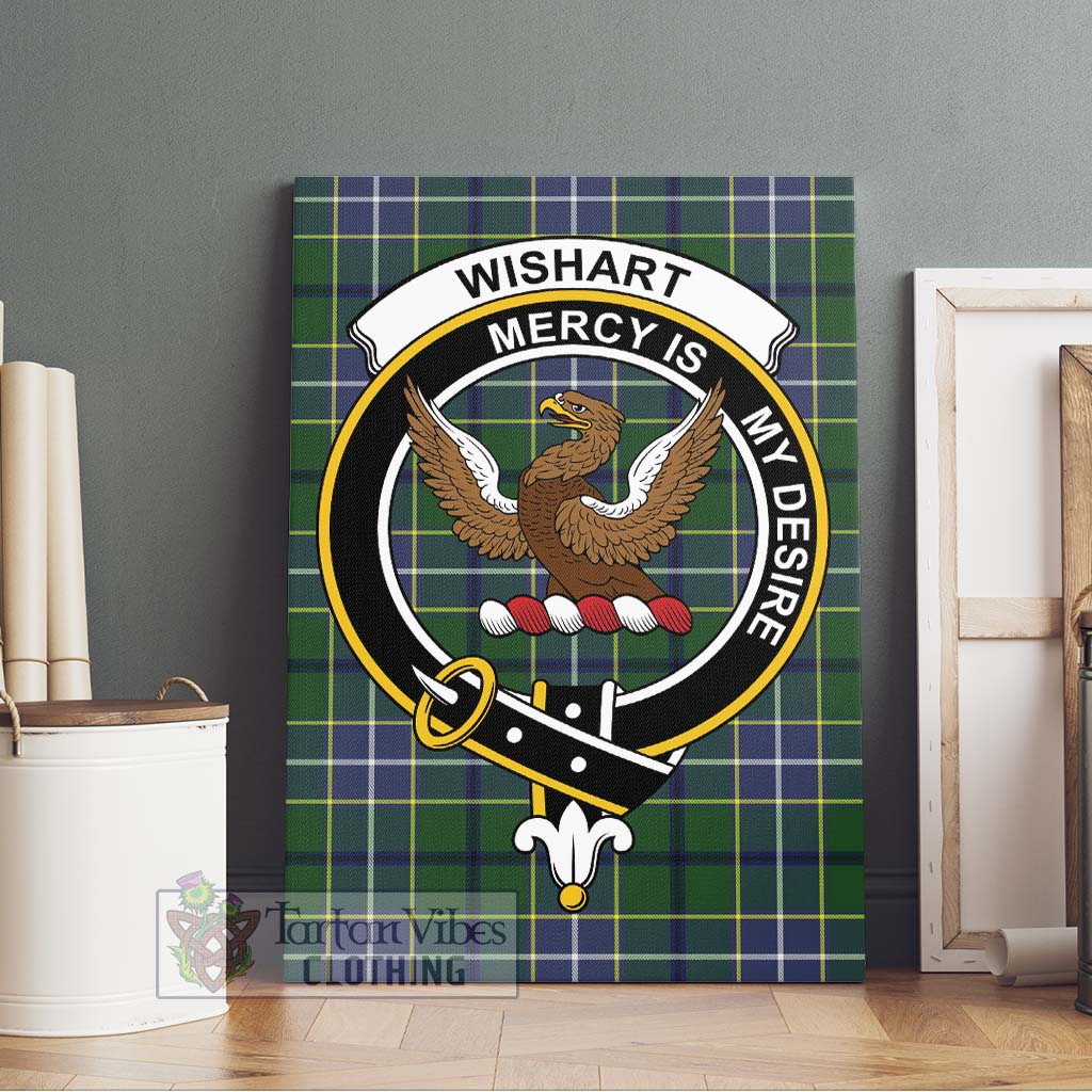 Tartan Vibes Clothing Wishart Hunting Modern Tartan Canvas Print Wall Art with Family Crest