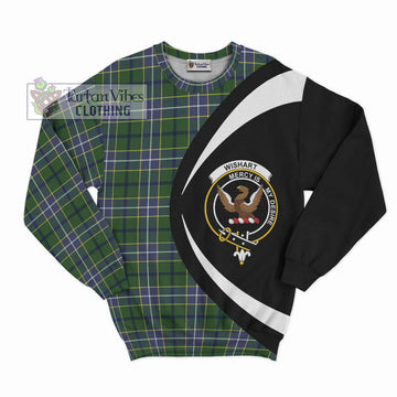 Wishart Hunting Modern Tartan Sweatshirt with Family Crest Circle Style