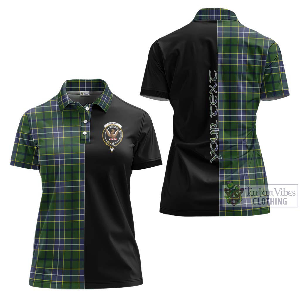 Tartan Vibes Clothing Wishart Hunting Modern Tartan Women's Polo Shirt with Family Crest and Half Of Me Style