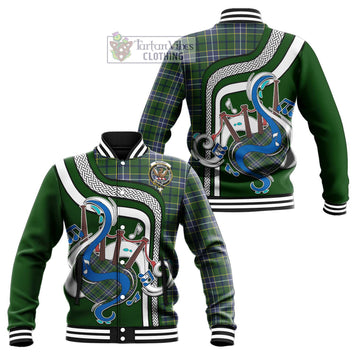 Wishart Hunting Modern Tartan Baseball Jacket with Epic Bagpipe Style