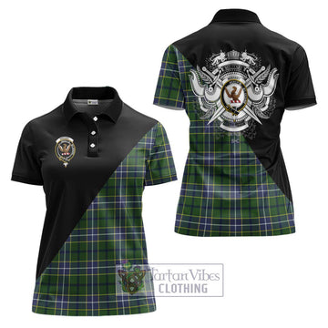 Wishart Hunting Modern Tartan Women's Polo Shirt with Family Crest and Military Logo Style