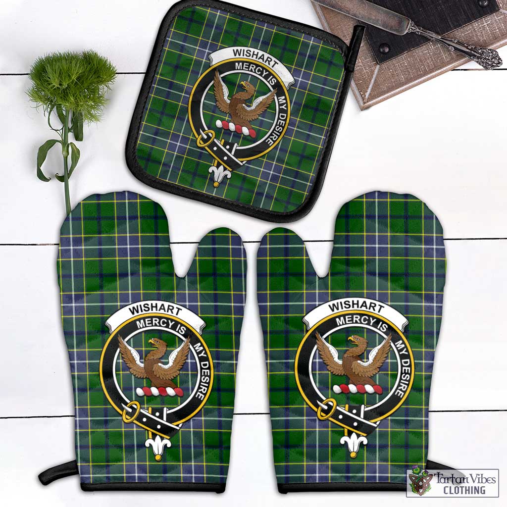 Tartan Vibes Clothing Wishart Hunting Modern Tartan Combo Oven Mitt & Pot-Holder with Family Crest