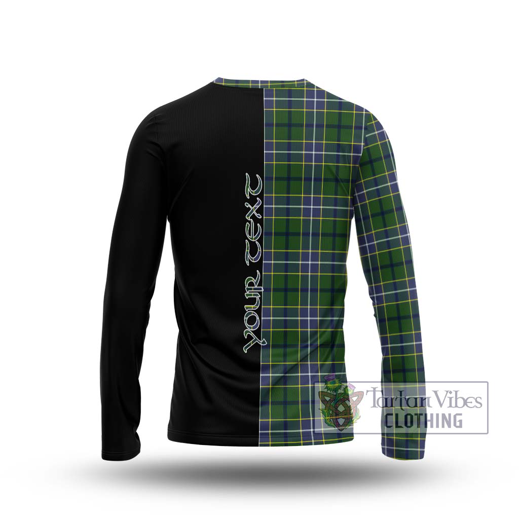 Tartan Vibes Clothing Wishart Hunting Modern Tartan Long Sleeve T-Shirt with Family Crest and Half Of Me Style