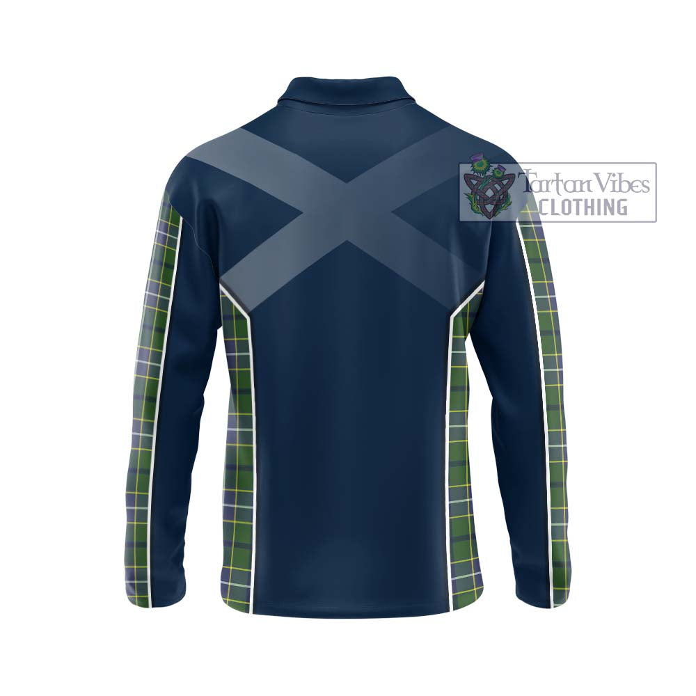 Tartan Vibes Clothing Wishart Hunting Modern Tartan Long Sleeve Polo Shirt with Family Crest and Lion Rampant Vibes Sport Style