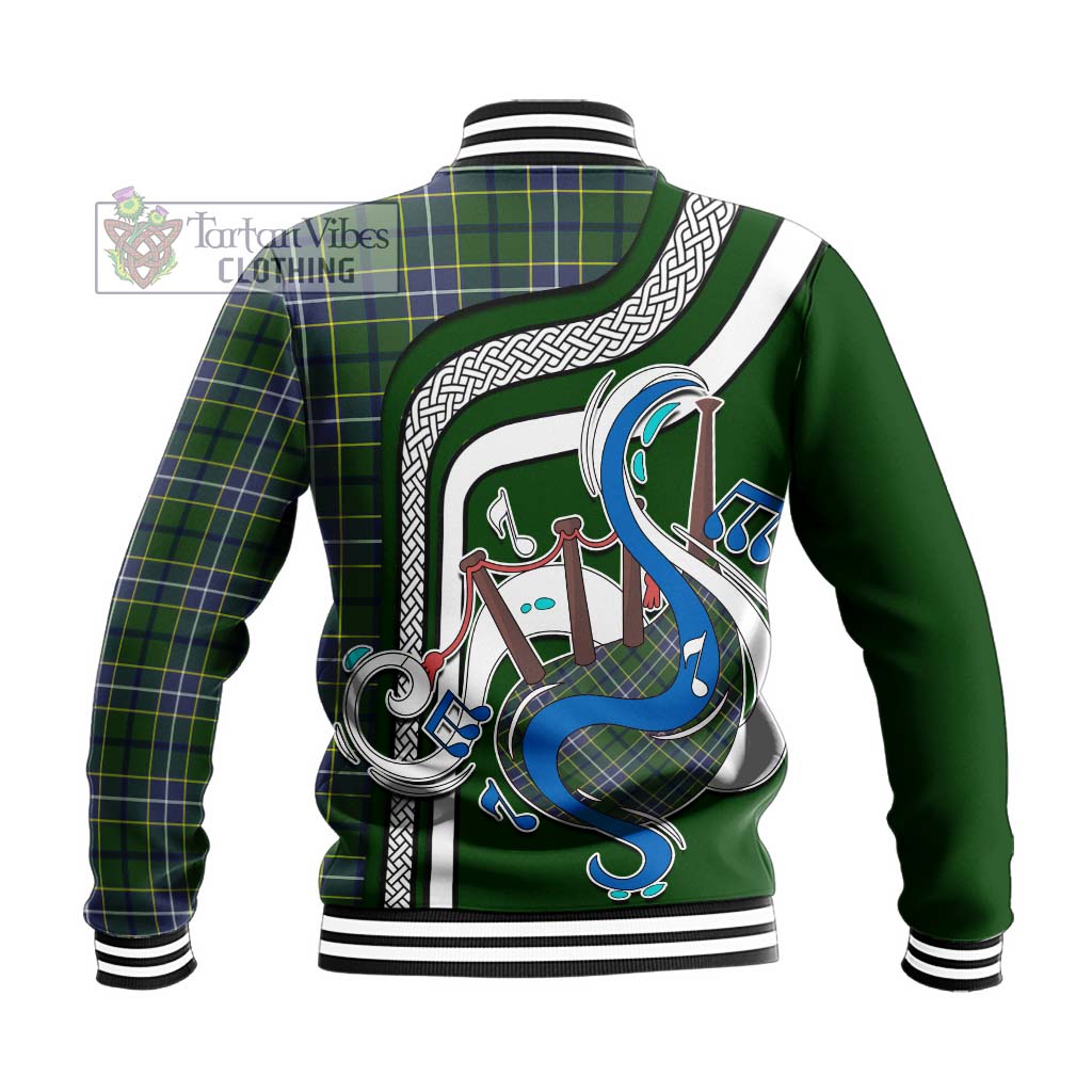 Tartan Vibes Clothing Wishart Hunting Modern Tartan Baseball Jacket with Epic Bagpipe Style