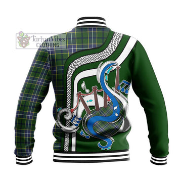 Wishart Hunting Modern Tartan Baseball Jacket with Epic Bagpipe Style