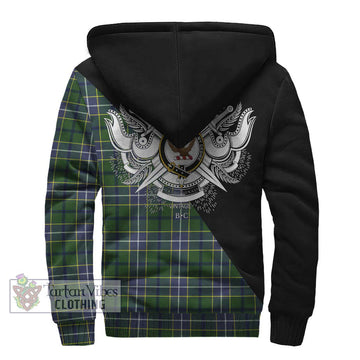 Wishart Hunting Modern Tartan Sherpa Hoodie with Family Crest and Military Logo Style