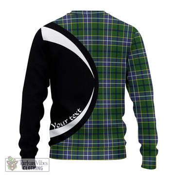 Wishart Hunting Modern Tartan Knitted Sweater with Family Crest Circle Style