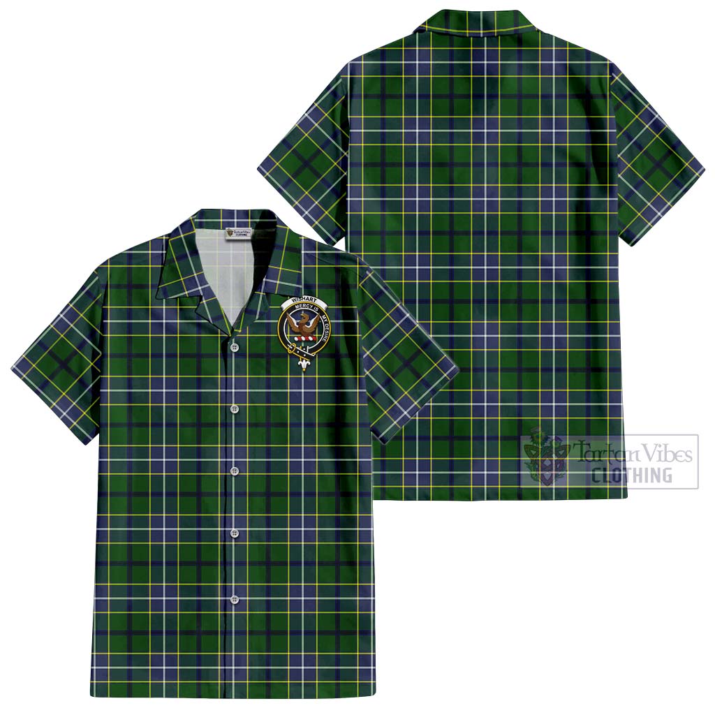 Tartan Vibes Clothing Wishart Hunting Modern Tartan Cotton Hawaiian Shirt with Family Crest