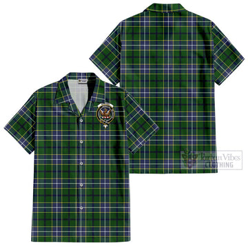 Wishart Hunting Modern Tartan Cotton Hawaiian Shirt with Family Crest