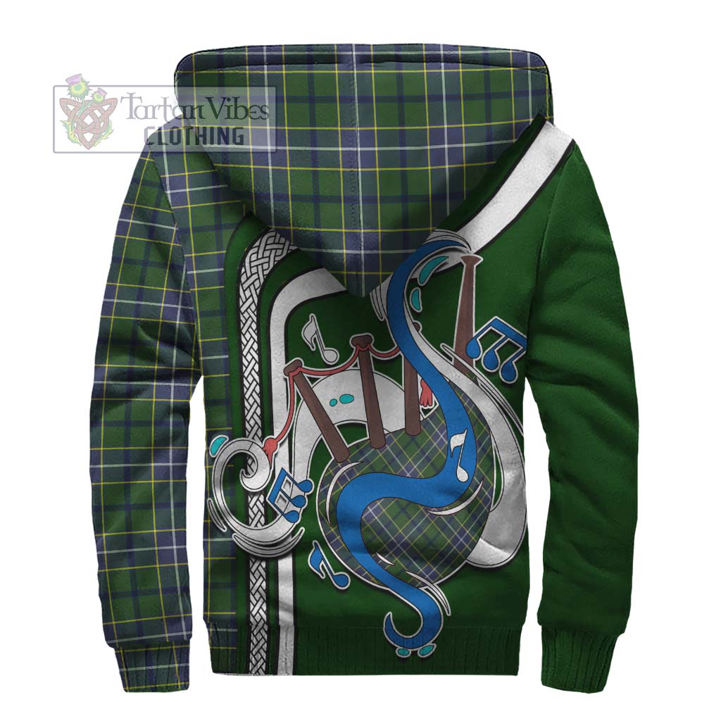 Tartan Vibes Clothing Wishart Hunting Modern Tartan Sherpa Hoodie with Epic Bagpipe Style