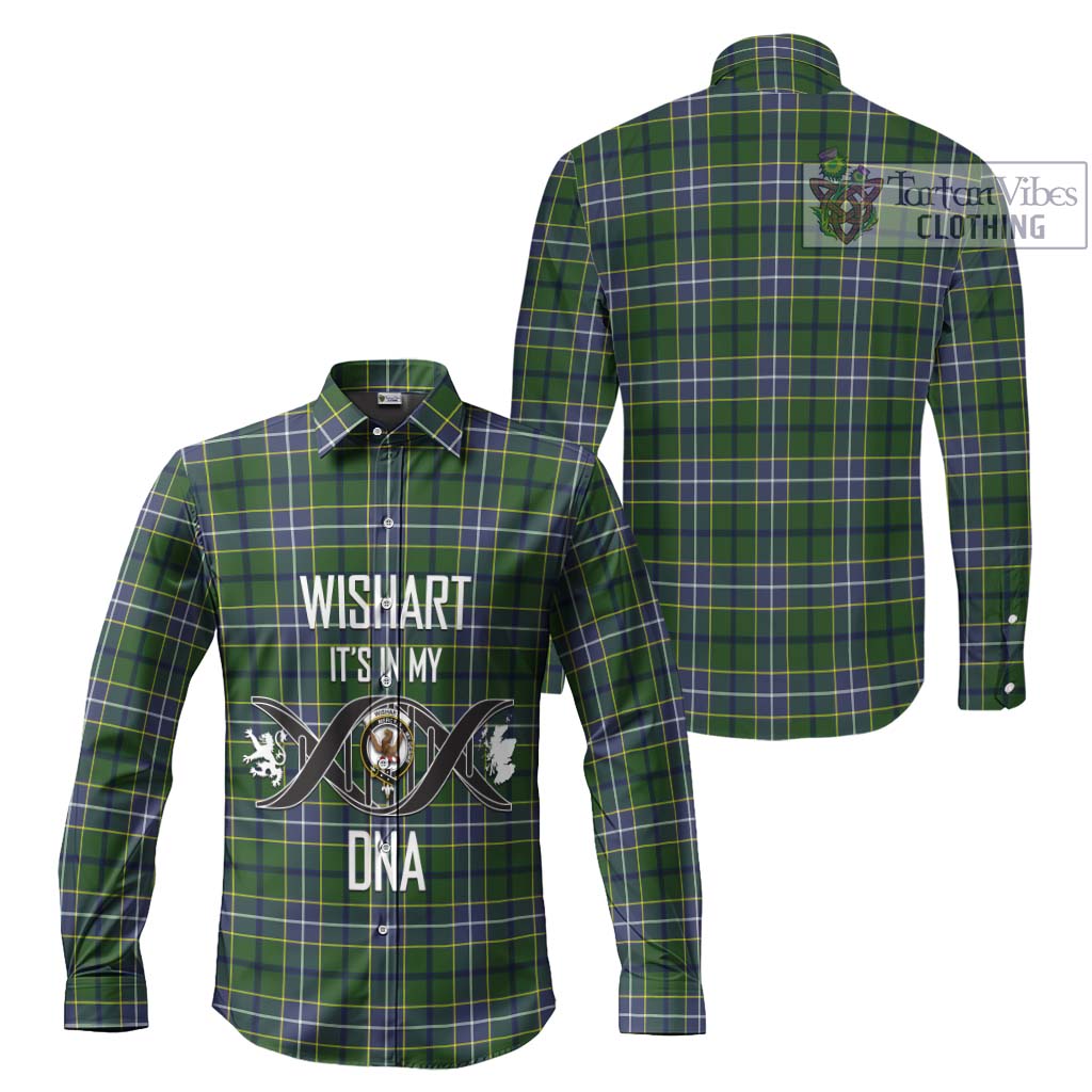 Tartan Vibes Clothing Wishart Hunting Modern Tartan Long Sleeve Button Shirt with Family Crest DNA In Me Style