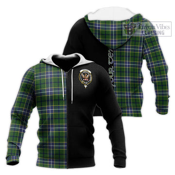 Wishart Hunting Modern Tartan Knitted Hoodie with Family Crest and Half Of Me Style