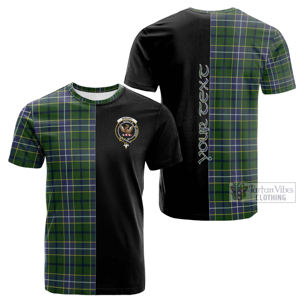 Tartan Vibes Clothing Wishart Hunting Modern Tartan Cotton T-shirt with Family Crest and Half Of Me Style