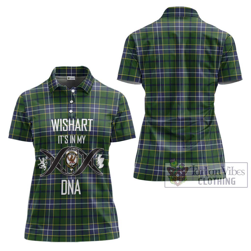 Tartan Vibes Clothing Wishart Hunting Modern Tartan Women's Polo Shirt with Family Crest DNA In Me Style