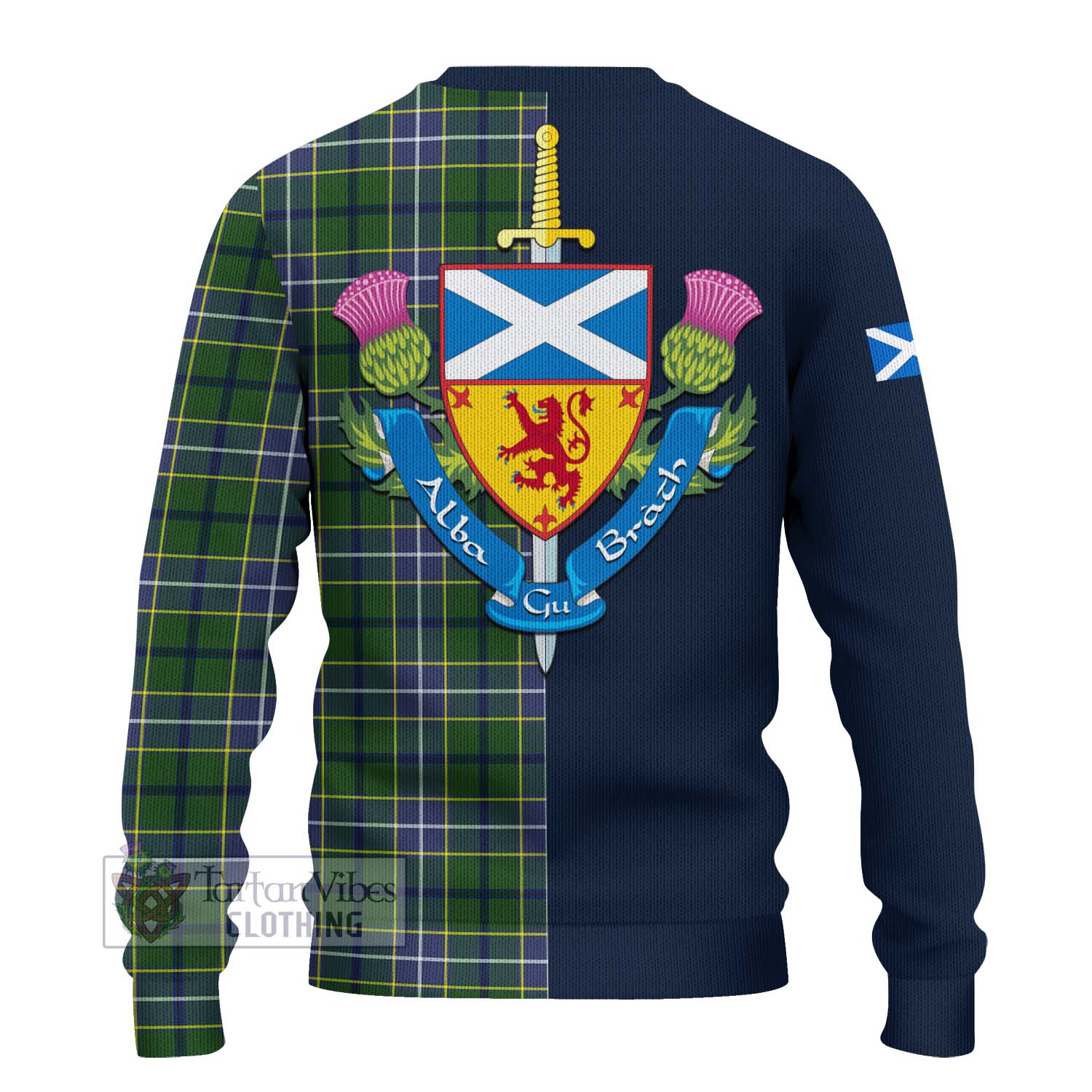 Tartan Vibes Clothing Wishart Hunting Modern Tartan Knitted Sweater with Scottish Lion Royal Arm Half Style