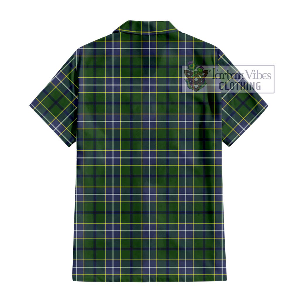 Tartan Vibes Clothing Wishart Hunting Modern Tartan Short Sleeve Button Shirt with Family Crest DNA In Me Style