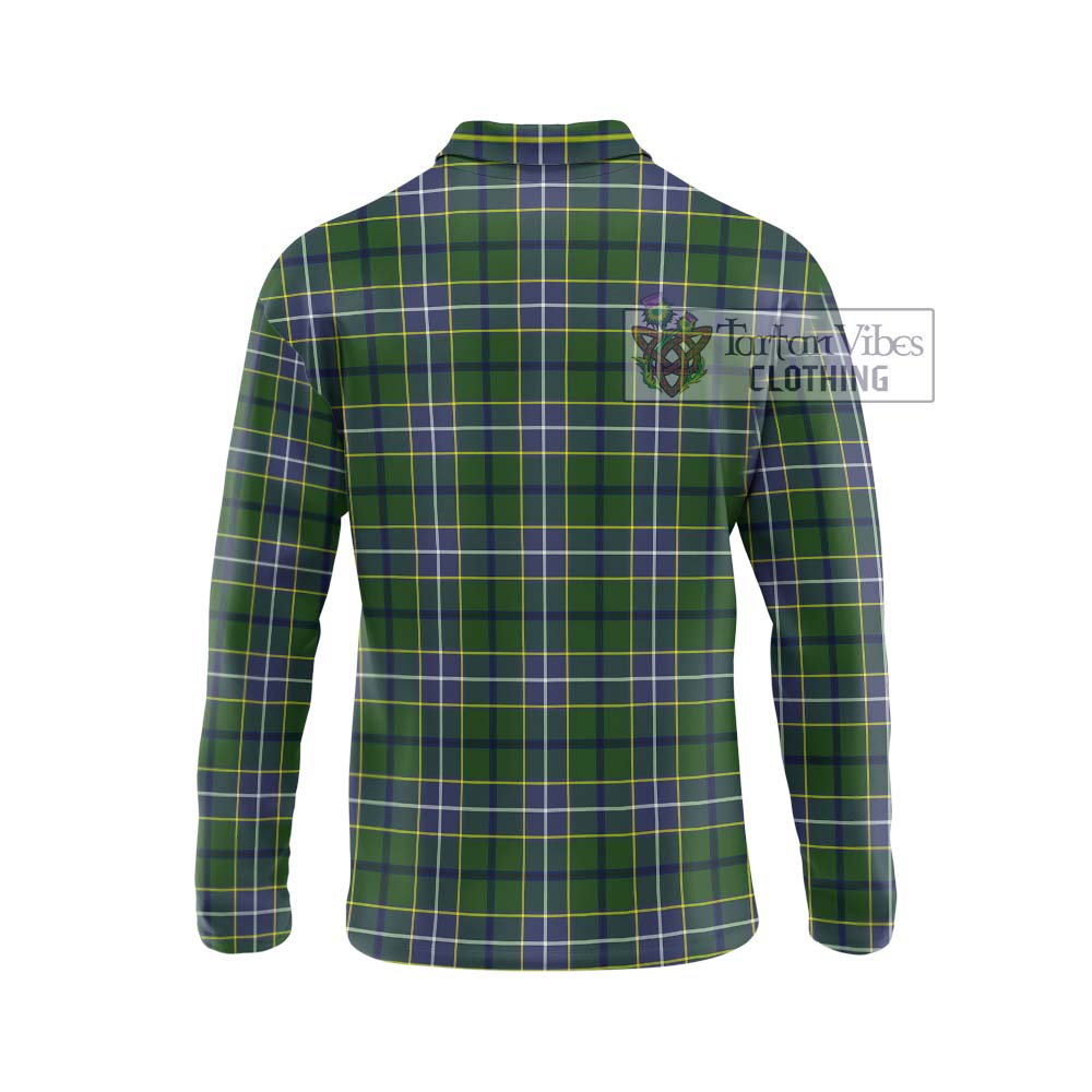 Tartan Vibes Clothing Wishart Hunting Modern Tartan Long Sleeve Polo Shirt with Family Crest DNA In Me Style