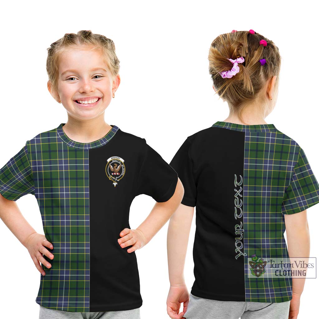 Tartan Vibes Clothing Wishart Hunting Modern Tartan Kid T-Shirt with Family Crest and Half Of Me Style