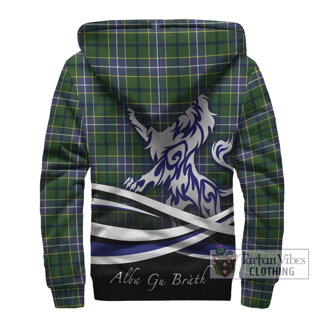 Tartan Vibes Clothing Wishart Hunting Modern Tartan Sherpa Hoodie with Alba Gu Brath Regal Lion Emblem