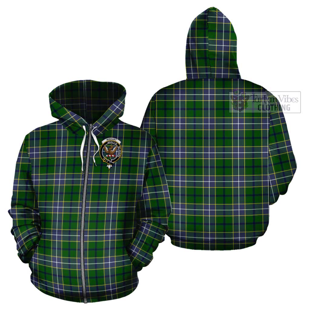 Tartan Vibes Clothing Wishart Hunting Modern Tartan Cotton Hoodie with Family Crest