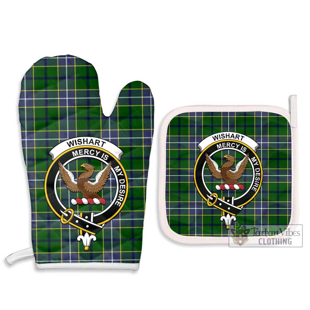 Tartan Vibes Clothing Wishart Hunting Modern Tartan Combo Oven Mitt & Pot-Holder with Family Crest