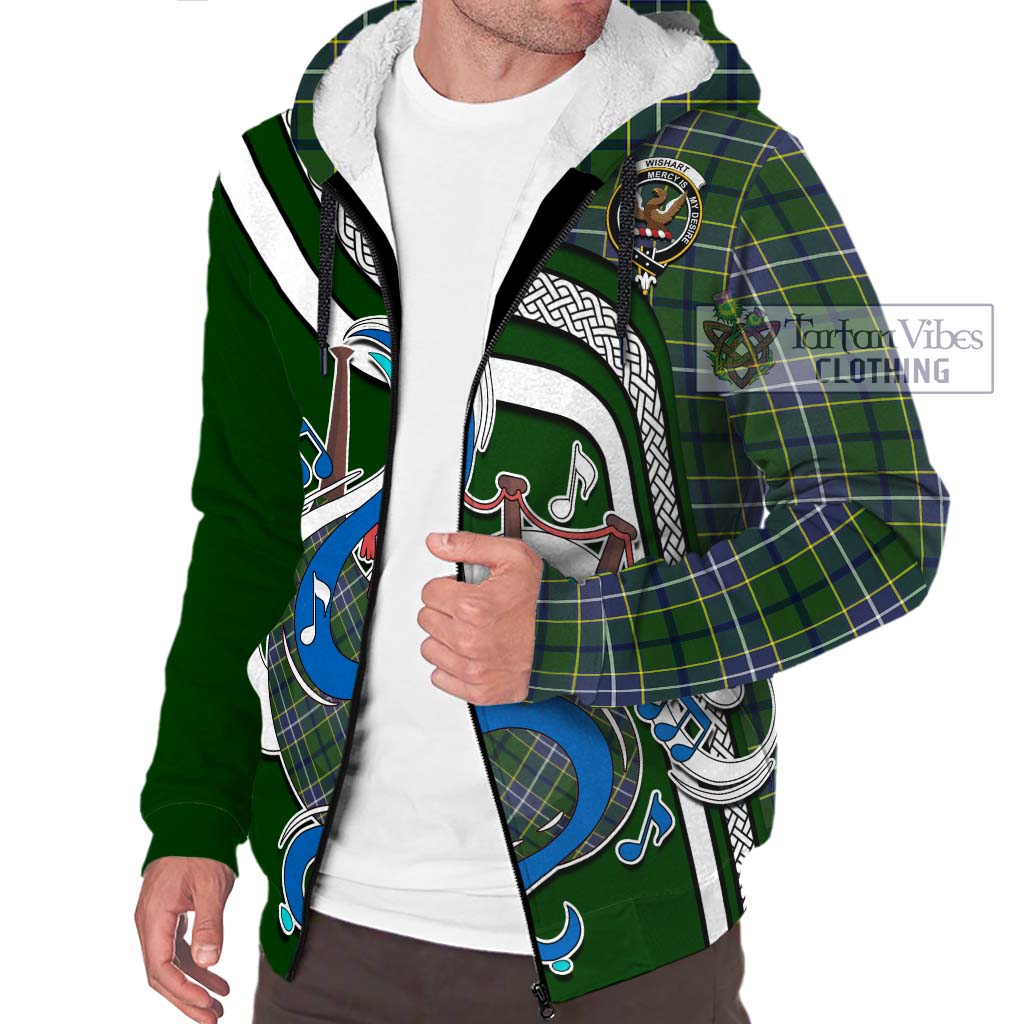 Tartan Vibes Clothing Wishart Hunting Modern Tartan Sherpa Hoodie with Epic Bagpipe Style